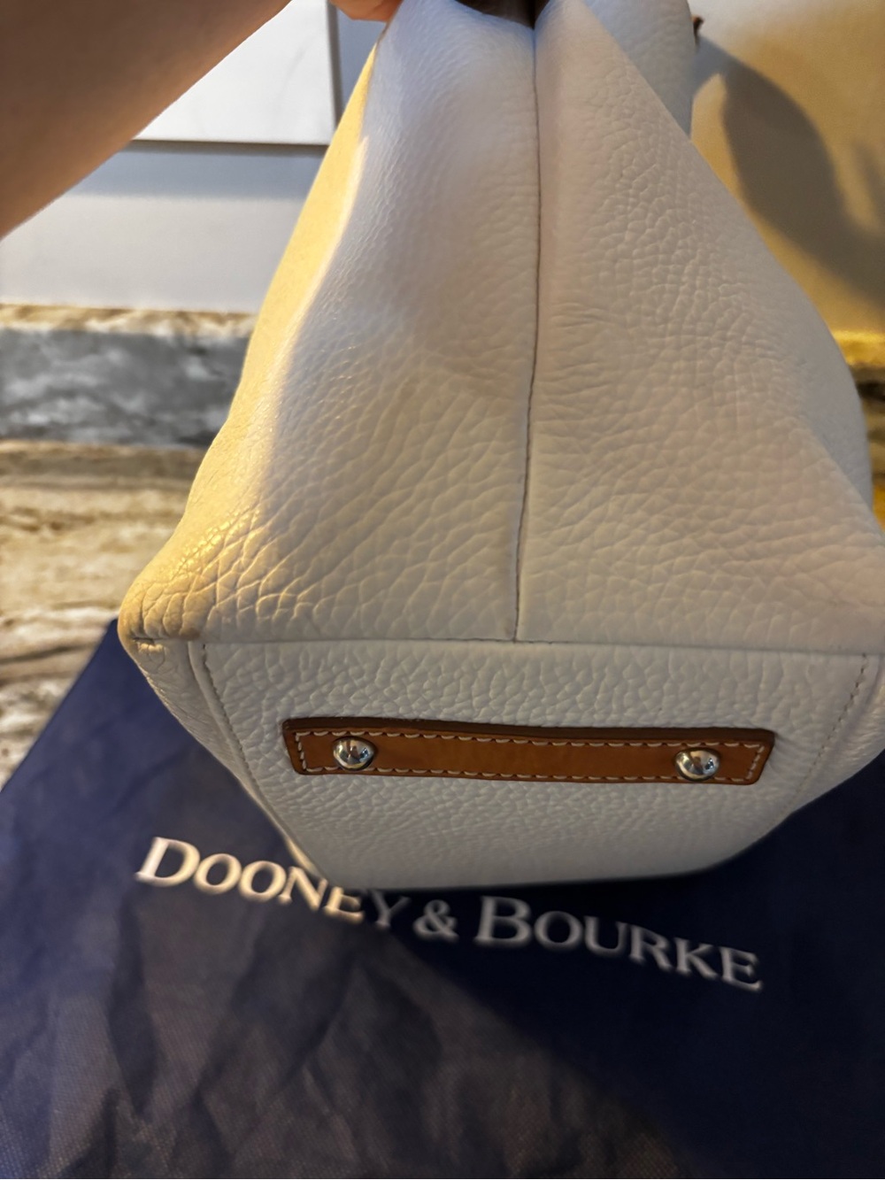 Dooney & Bourke White Pebble Leather Tassel Hobo Shoulder Bag - Picture 8 of 15